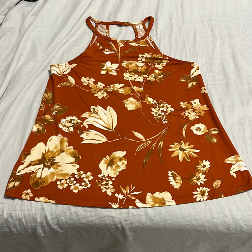 Sleeveless Burnt Orange Back Keyhole Halter Top nine britton by Stitch Fix Small